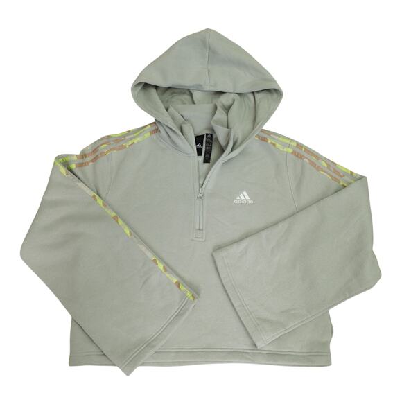 adidas Tops - adidas Womens Floral Graphic 3-Stripes Boxy Fit Fleece Hoodie Sweatshirt Size M